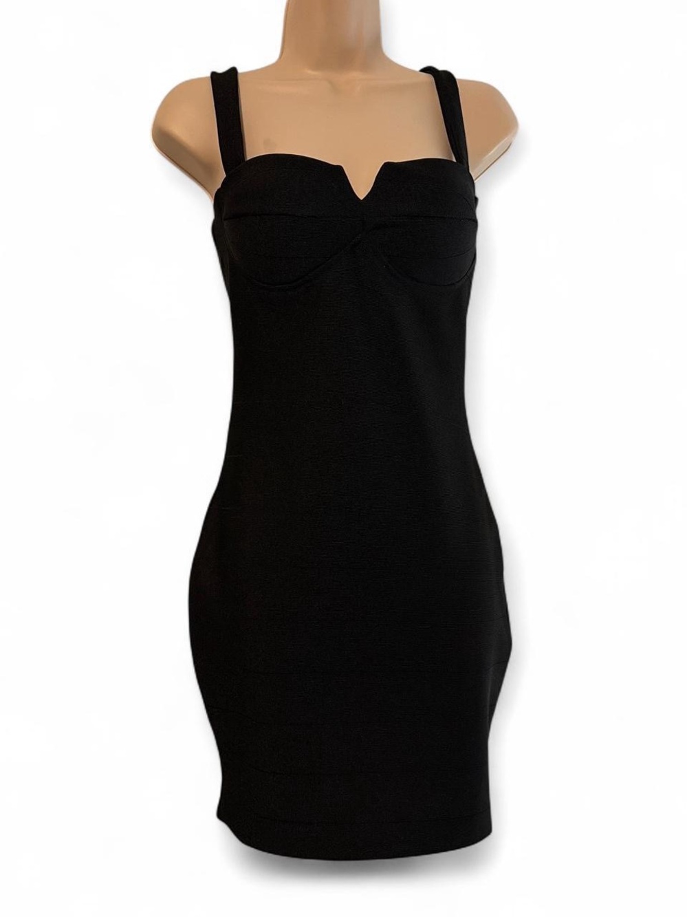 Haute Monde Black Sweetheart Neck Mini Dress